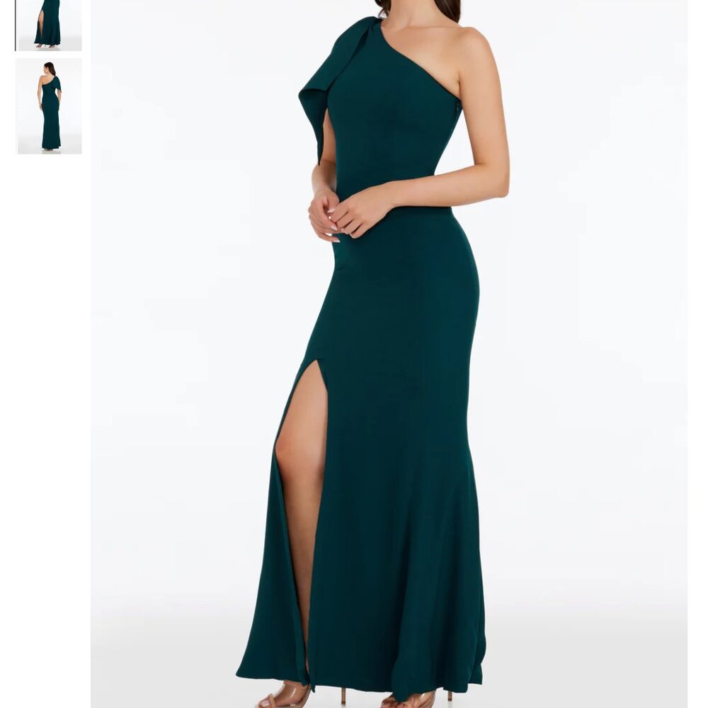 Dress the Population Georgina One Shoulder Gown - XXL - Pine